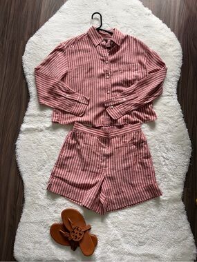 Banana Republic Linen Blend Matching Shirt and Shorts Set